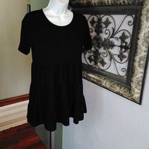 Zenana Call Me Later Black Tied Tiered Mini Dress Sz S